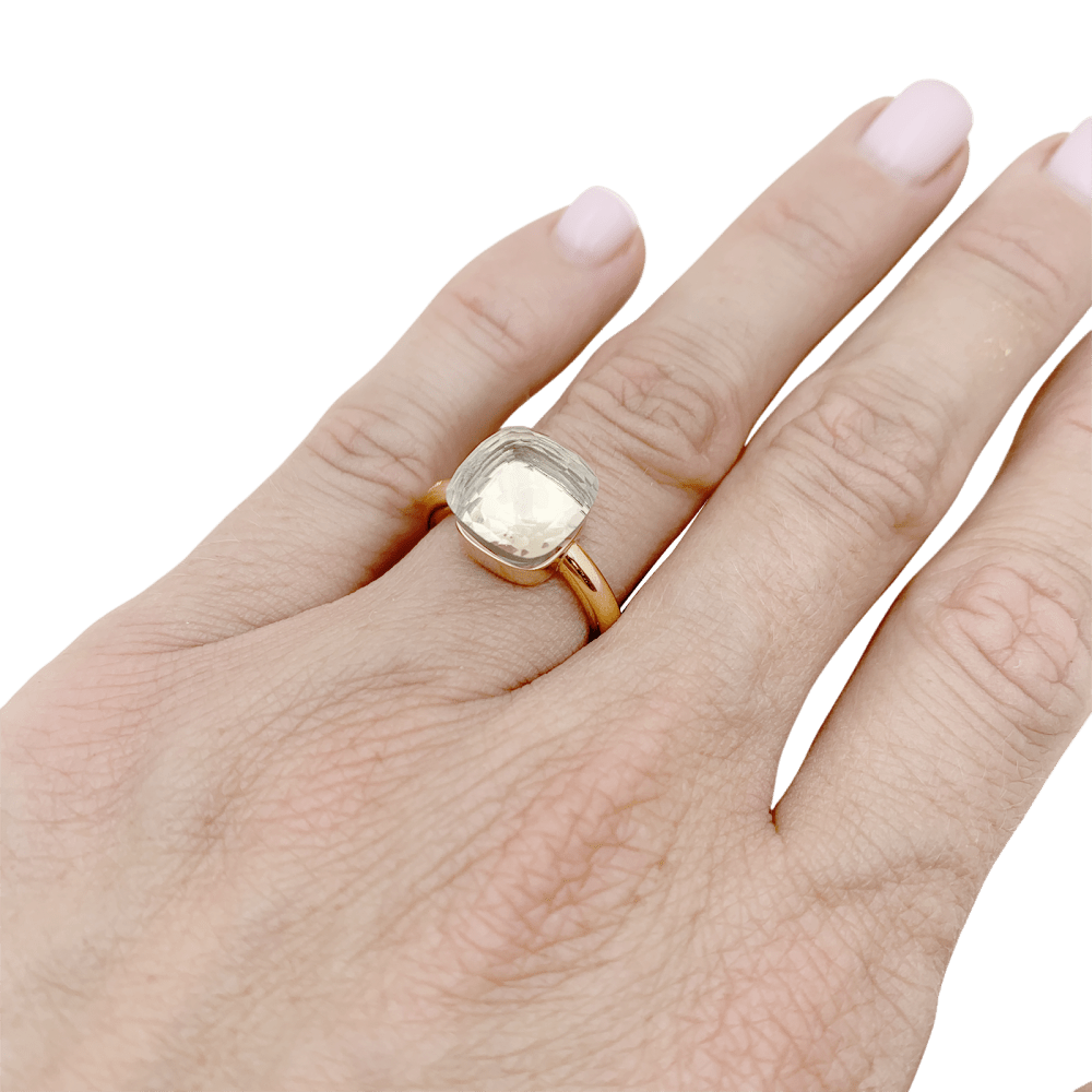 Bague Solitaire POMELLATO "Nudo Classic" en or rose et topaze - Castafiore