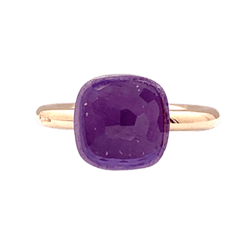 Bague Solitaire POMELLATO "Nudo Classic" en or rose, or blanc et améthyste - Castafiore