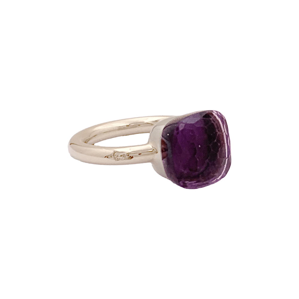Bague Solitaire POMELLATO "Nudo Classic" en or rose, or blanc et améthyste - Castafiore