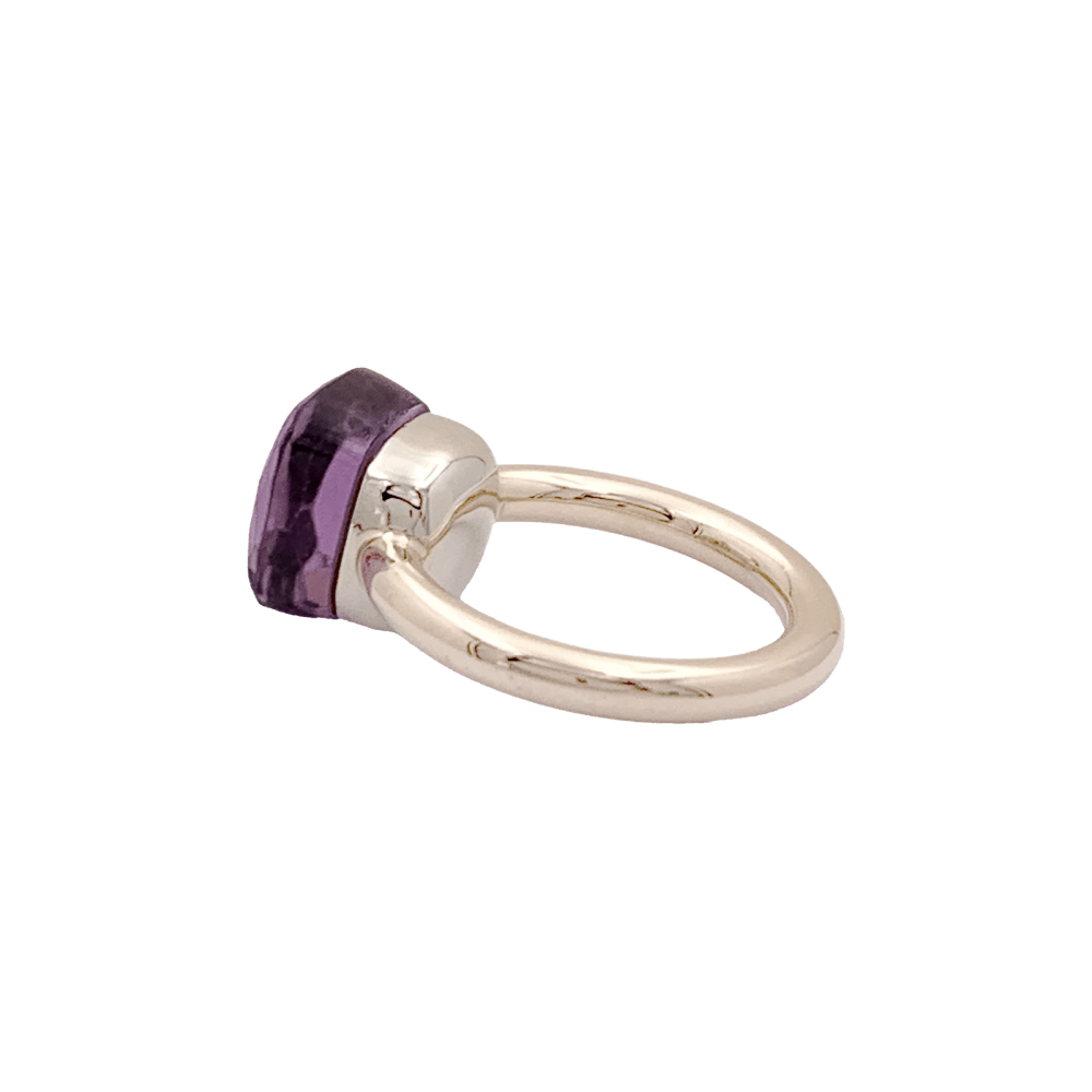 Bague Solitaire POMELLATO "Nudo Classic" en or rose, or blanc et améthyste - Castafiore