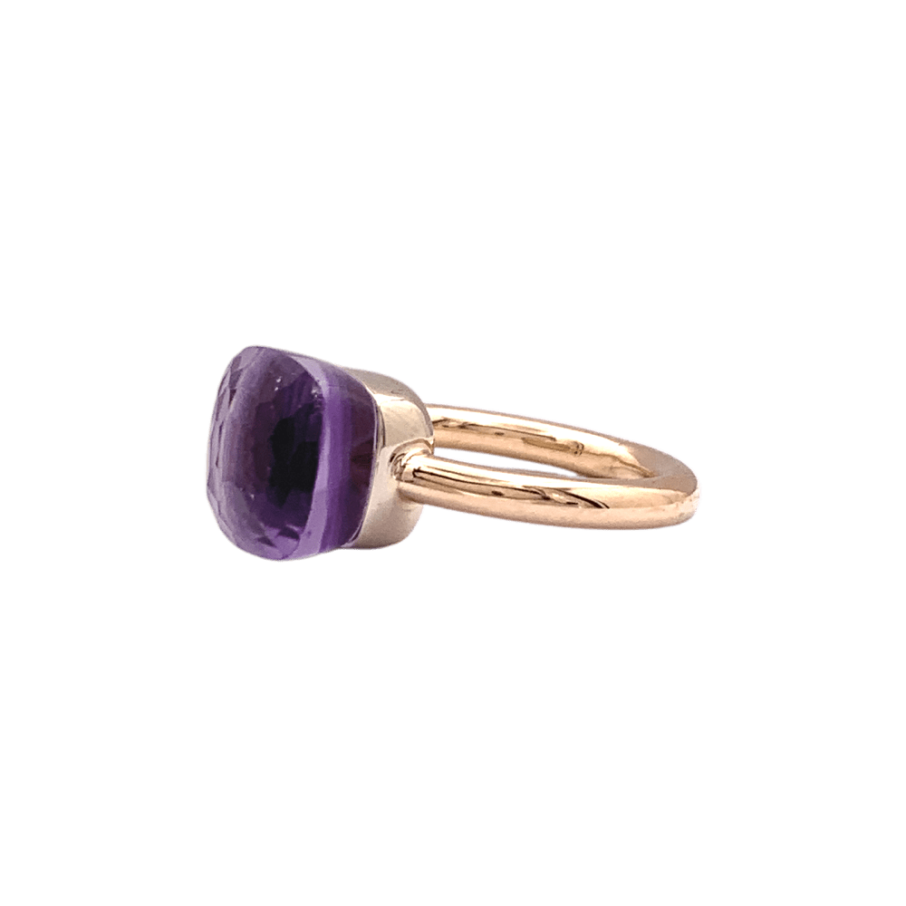 Bague Solitaire POMELLATO "Nudo Classic" en or rose, or blanc et améthyste - Castafiore