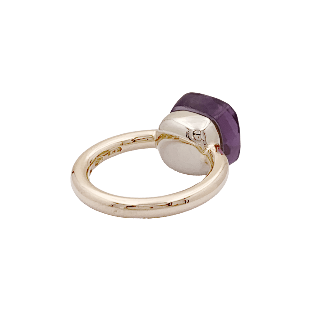 Bague Solitaire POMELLATO "Nudo Classic" en or rose, or blanc et améthyste - Castafiore