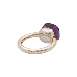 Bague Solitaire POMELLATO "Nudo Classic" en or rose, or blanc et améthyste - Castafiore
