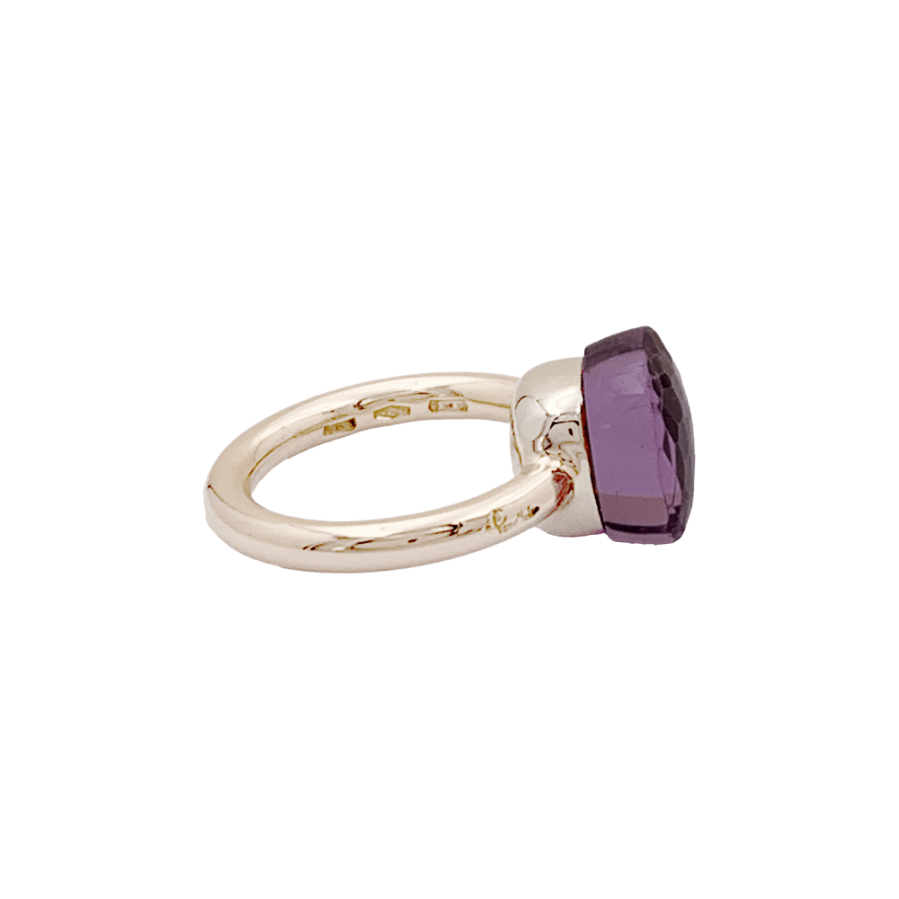 Bague Solitaire POMELLATO "Nudo Classic" en or rose, or blanc et améthyste - Castafiore
