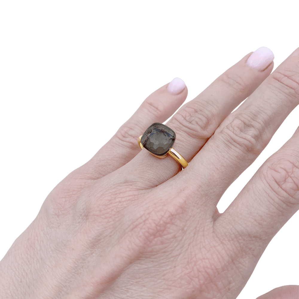 Bague Solitaire POMELLATO "Nudo Classique" en or blanc, or rose et quartz - Castafiore