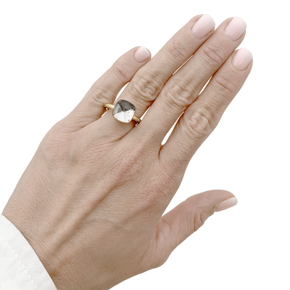 Bague Solitaire POMELLATO "Nudo" en or blanc, or rose et topaze - Castafiore