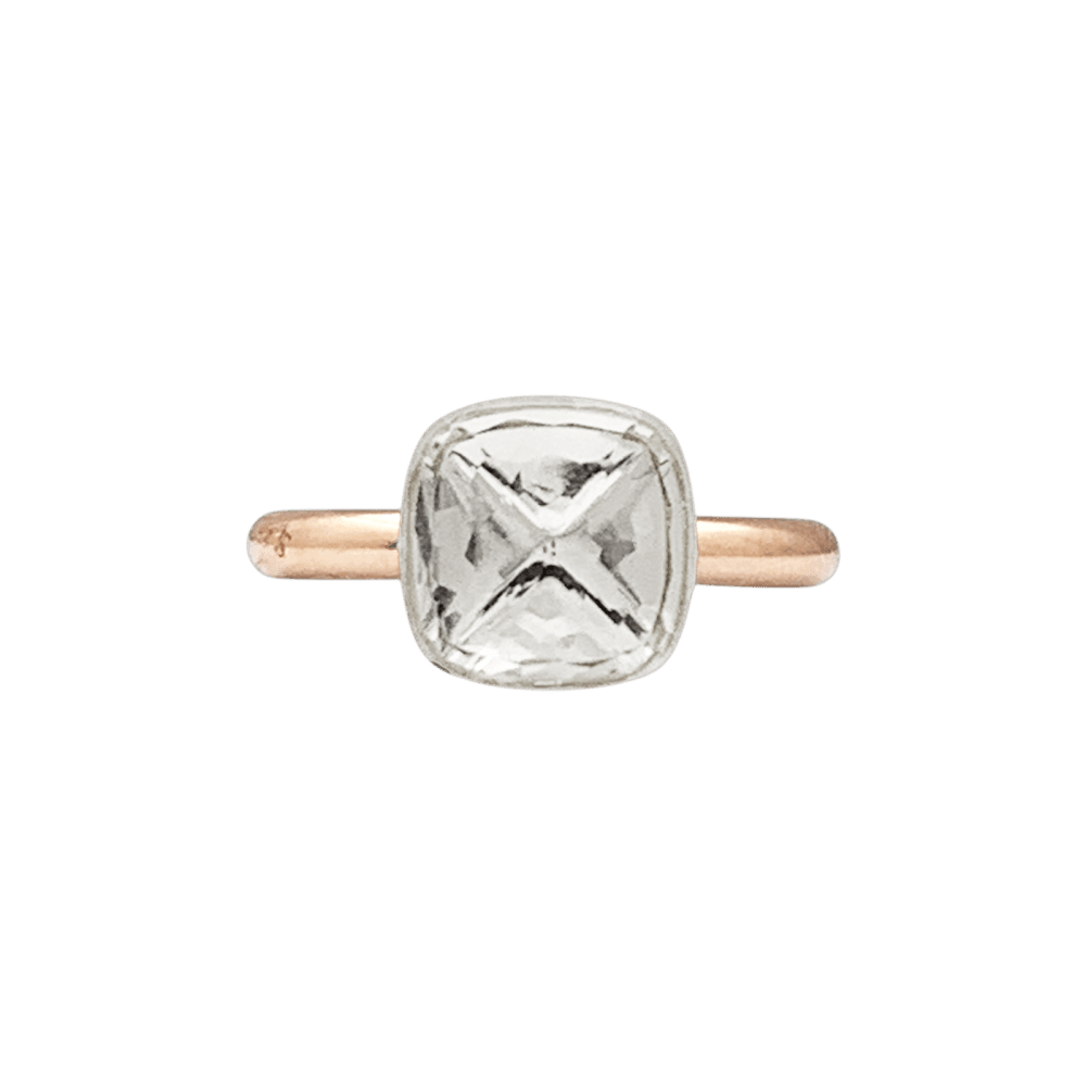 Bague Solitaire POMELLATO "Nudo" en or blanc, or rose et topaze - Castafiore