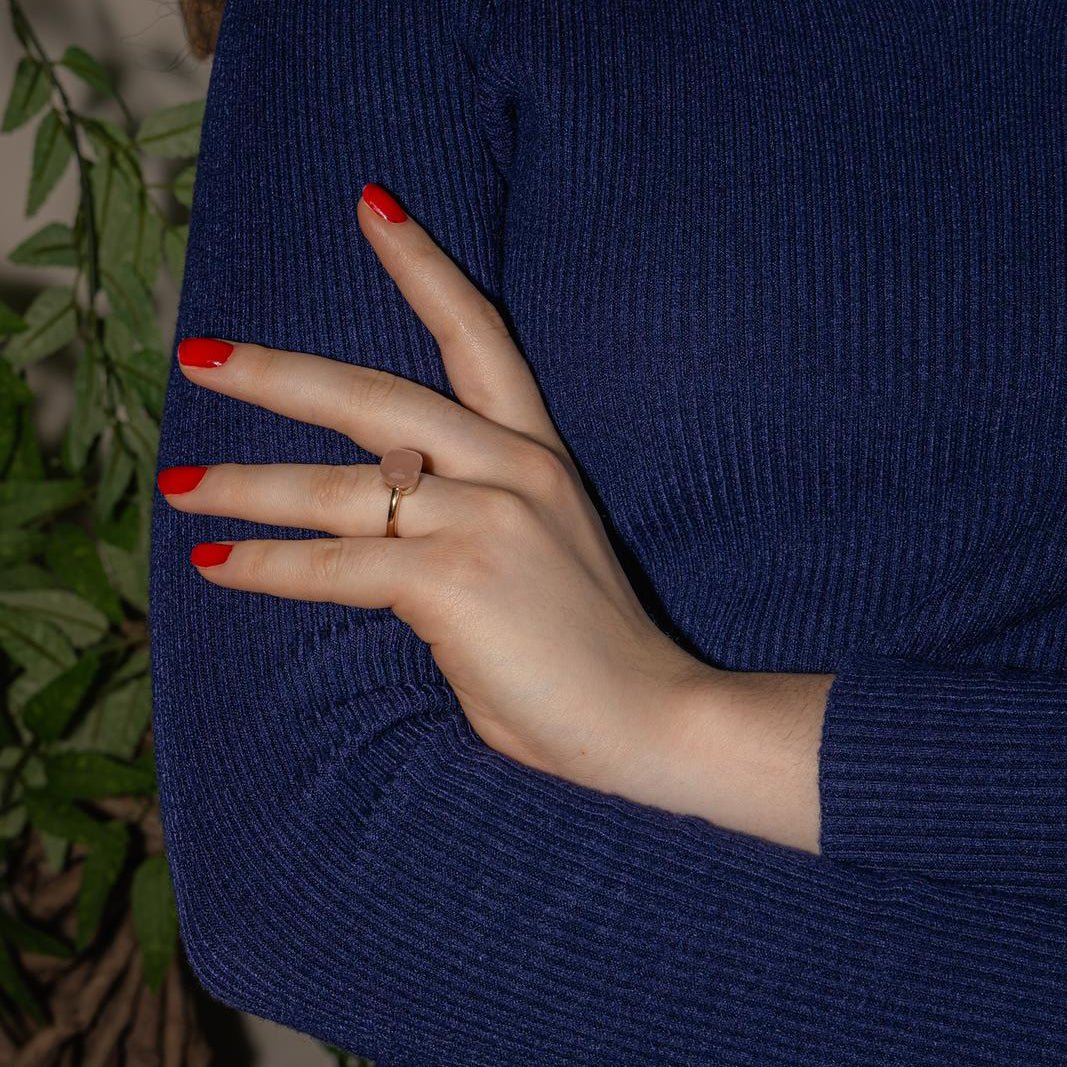 Bague Solitaire POMELLATO "Nudo" en or rose et quartz - Castafiore