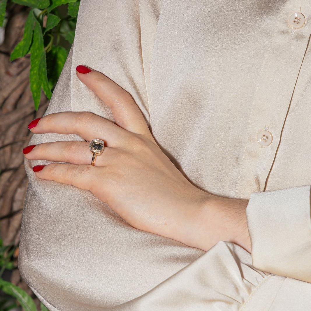 Bague Solitaire POMELLATO "Nudo" en or rose et topaze - Castafiore