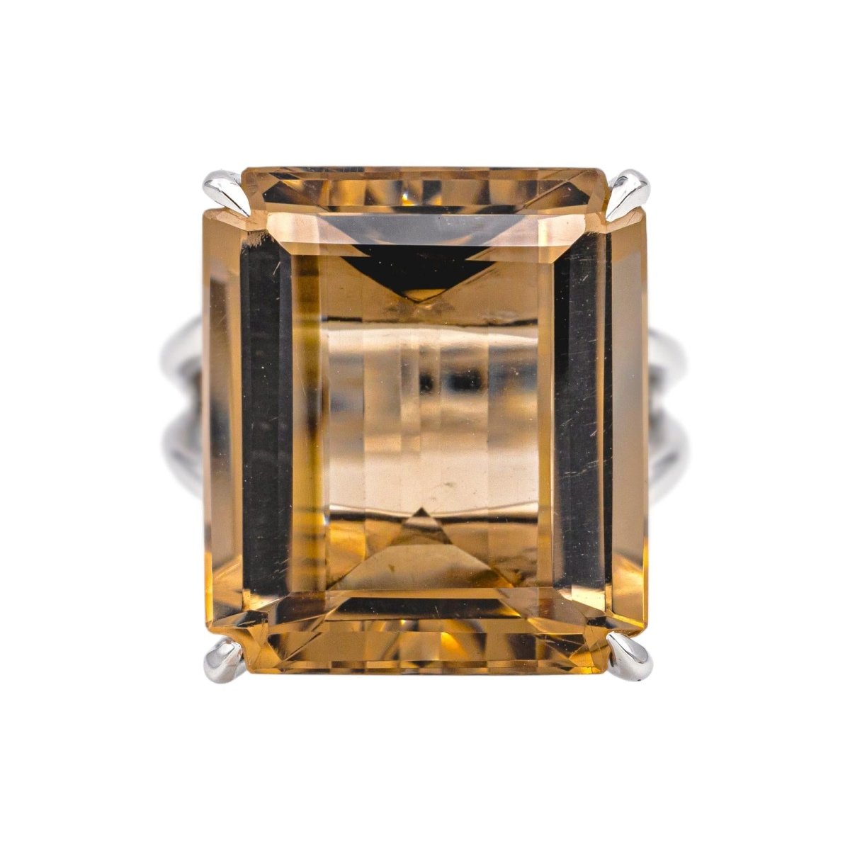 Bague Solitaire STERN en or blanc et quartz - Castafiore