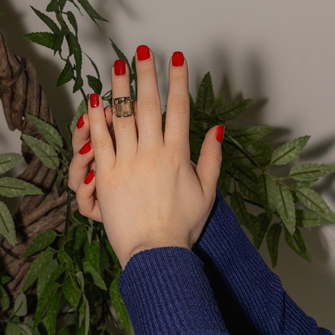 Bague Solitaire STERN en or blanc et quartz - Castafiore