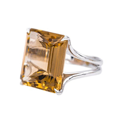 Bague Solitaire STERN en or blanc et quartz - Castafiore