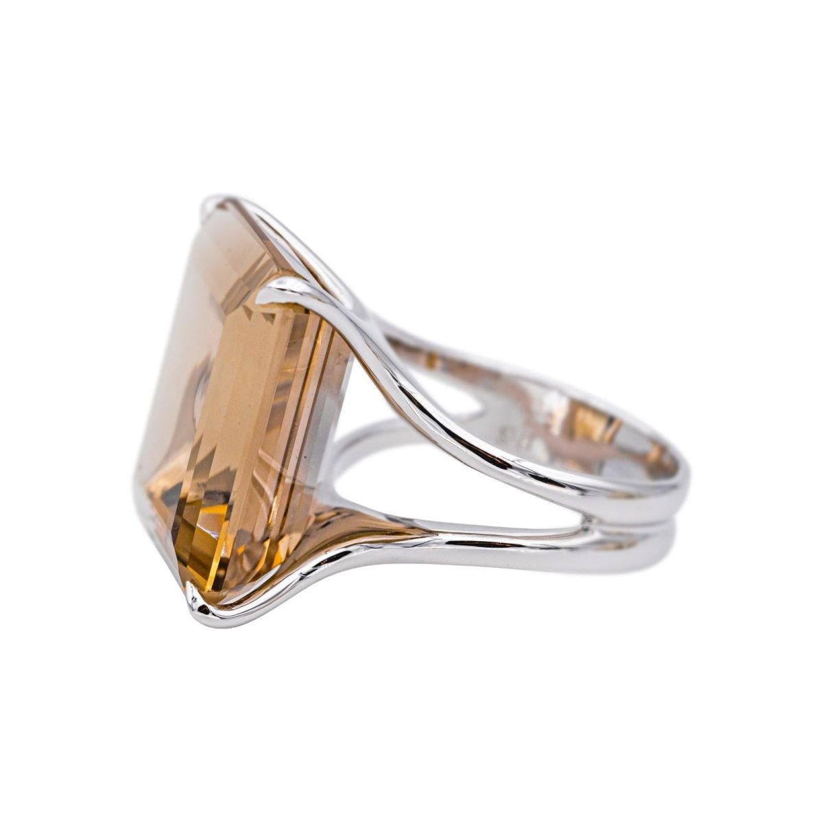 Bague Solitaire STERN en or blanc et quartz - Castafiore