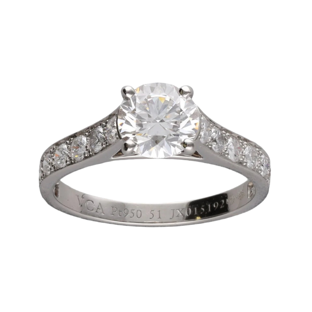 Bague Solitaire VAN CLEEF & ARPELS en platine et diamant - Castafiore