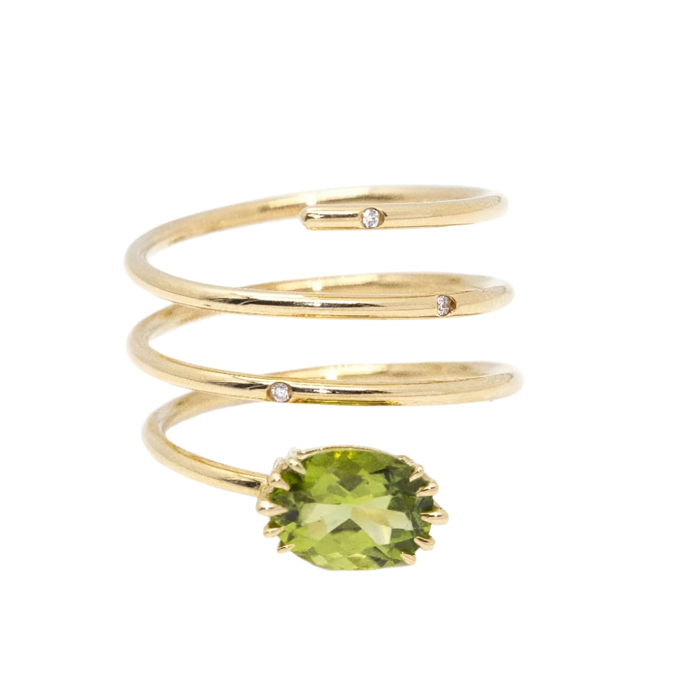 Bague spirale en or et péridot - Castafiore
