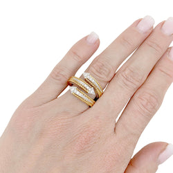 Bague Sterlé or jaune, platine, diamants. - Castafiore