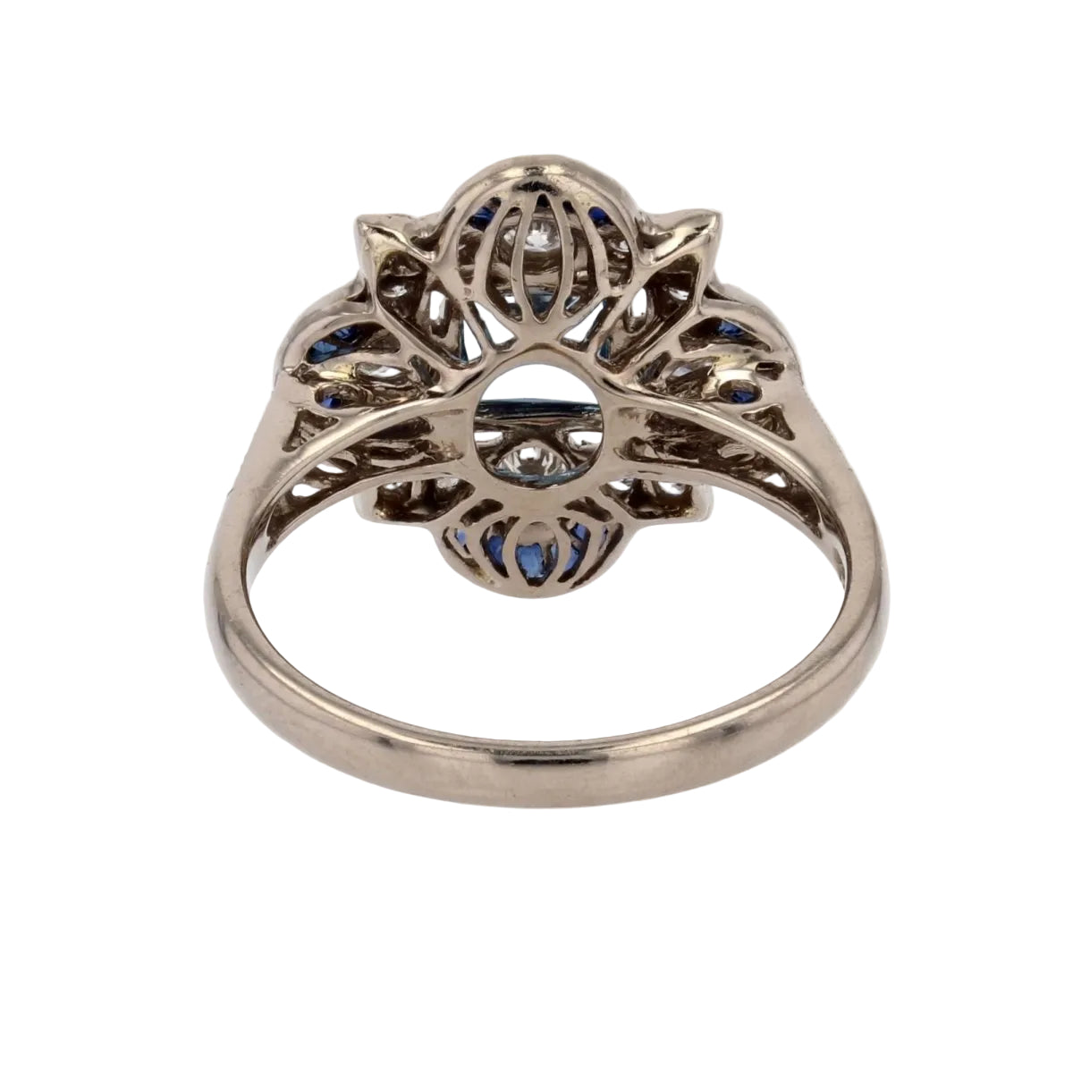 Bague style Art déco aigue - marine diamants saphirs - Castafiore