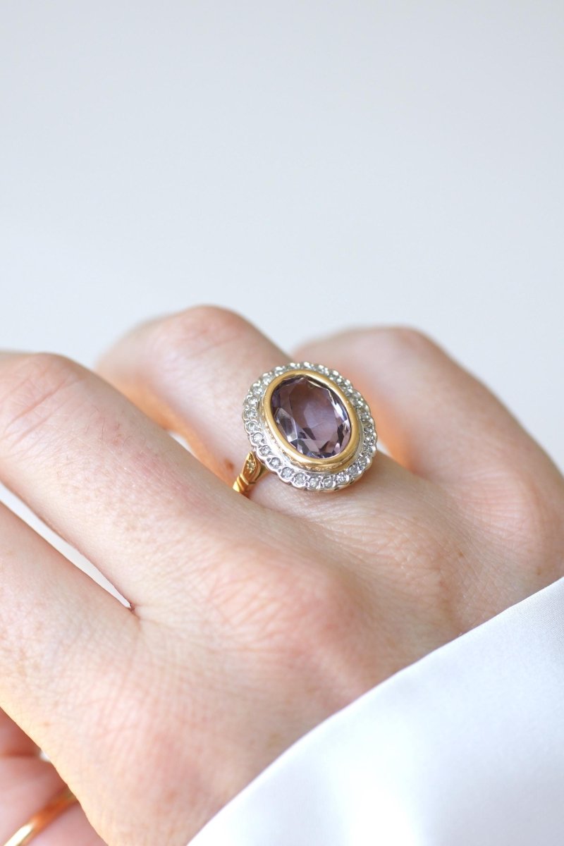 Bague Style Art Déco Améthyste et Diamants - Castafiore