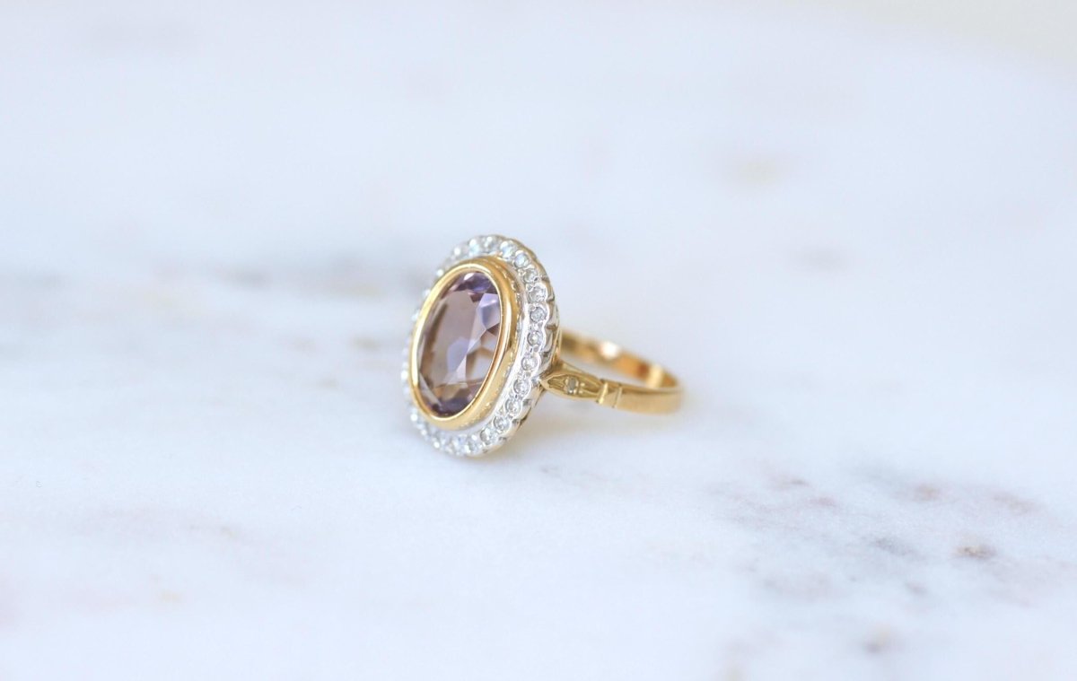 Bague Style Art Déco Améthyste et Diamants - Castafiore