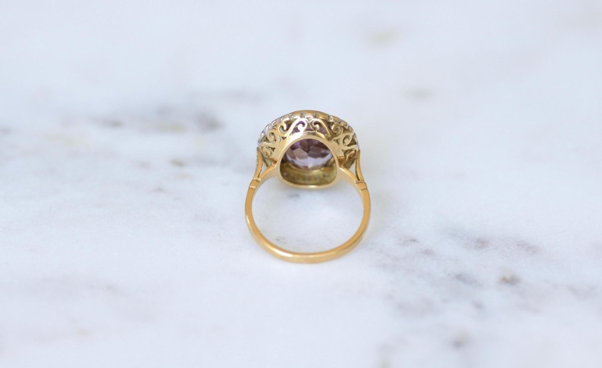 Bague Style Art Déco Améthyste et Diamants - Castafiore