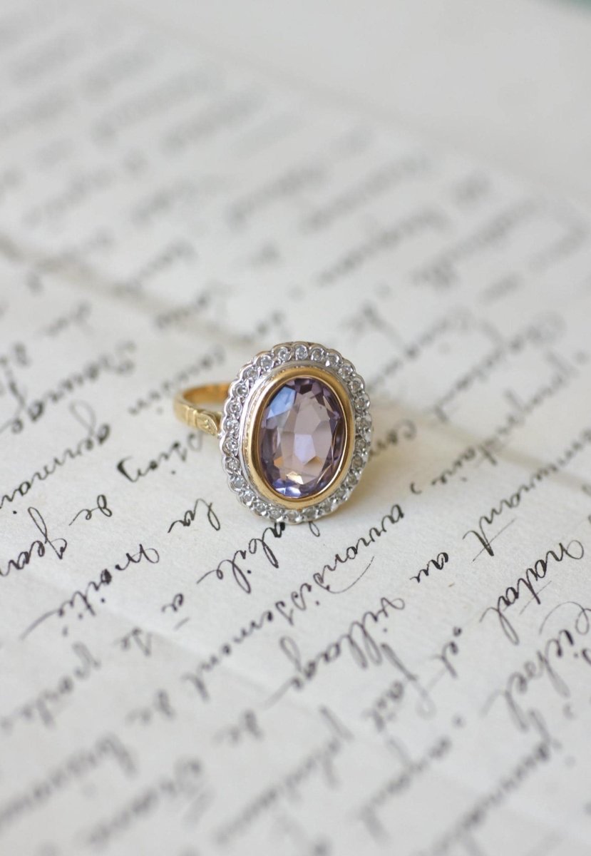 Bague Style Art Déco Améthyste et Diamants - Castafiore