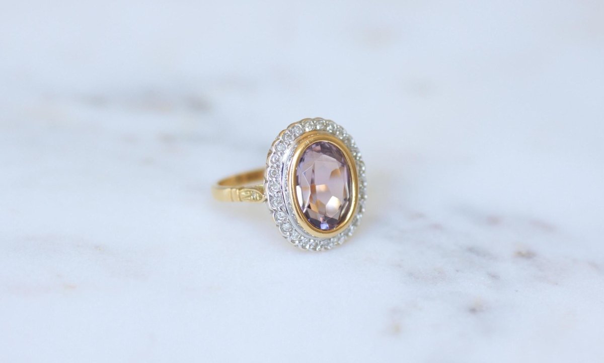 Bague Style Art Déco Améthyste et Diamants - Castafiore