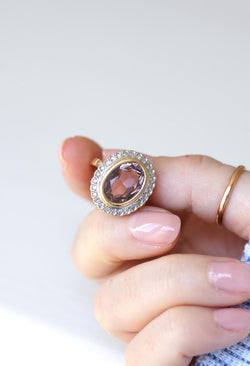 Bague Style Art Déco Améthyste et Diamants - Castafiore