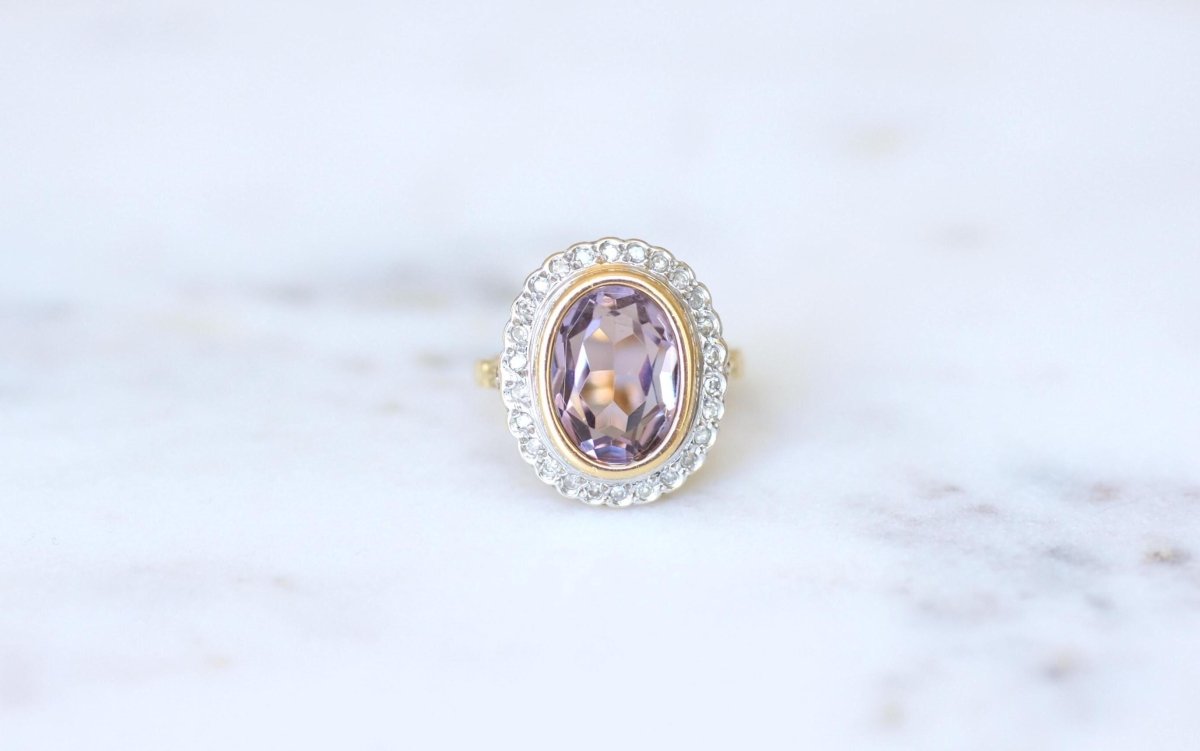 Bague Style Art Déco Améthyste et Diamants - Castafiore