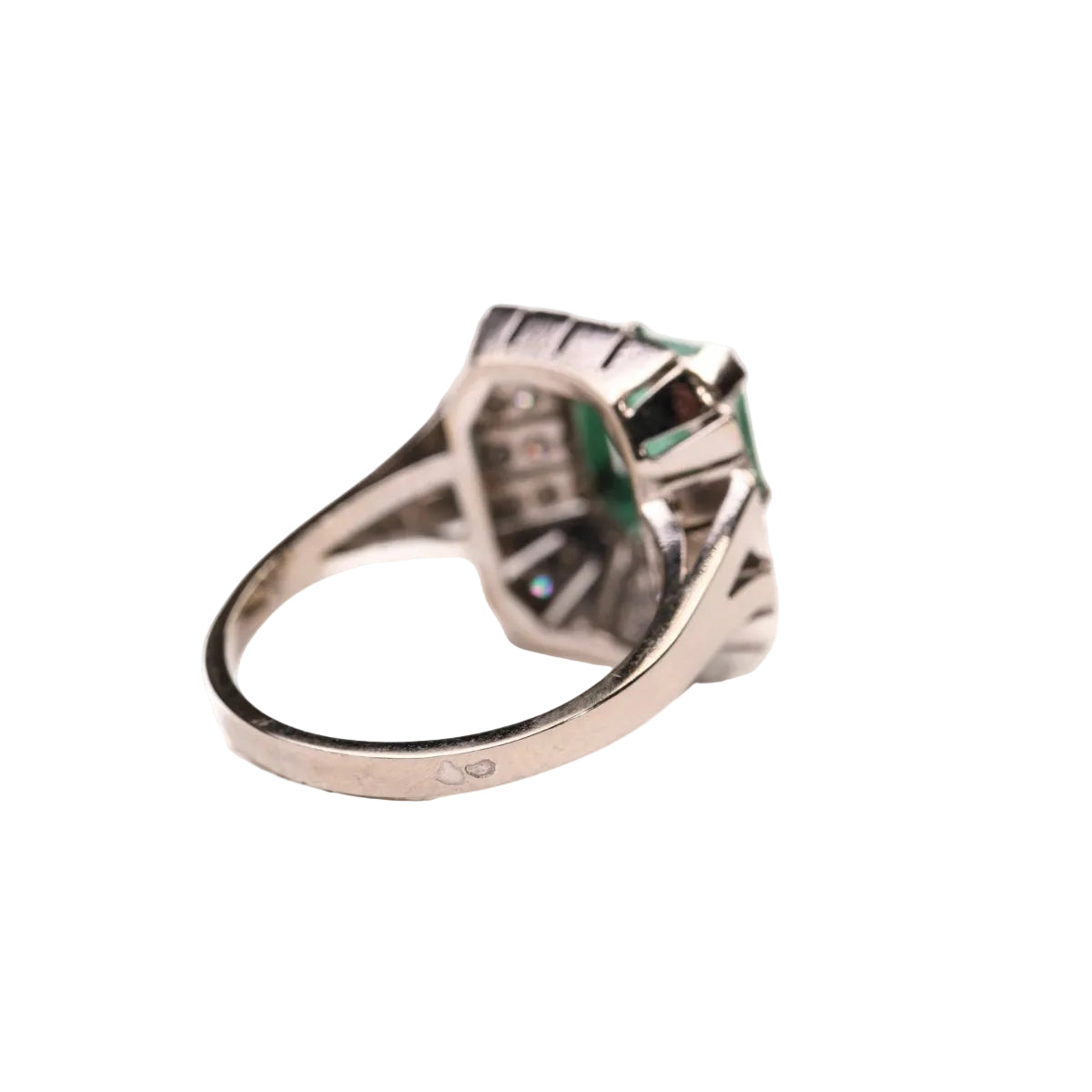 Bague style Art Déco émeraude colombienne en or blanc et platine - Castafiore