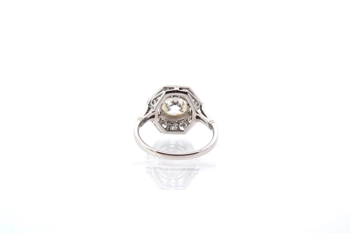 Bague style art déco en platine sertie de diamants - Castafiore