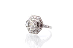 Bague style art déco en platine sertie de diamants - Castafiore