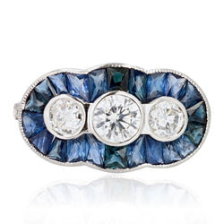 Bague style art déco saphirs calibrés et diamants - Castafiore