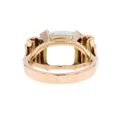 Bague Tank aigue - marine en or rose - Castafiore
