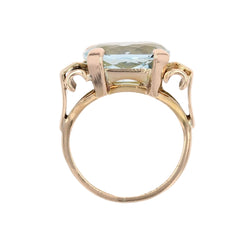 Bague Tank aigue - marine en or rose - Castafiore