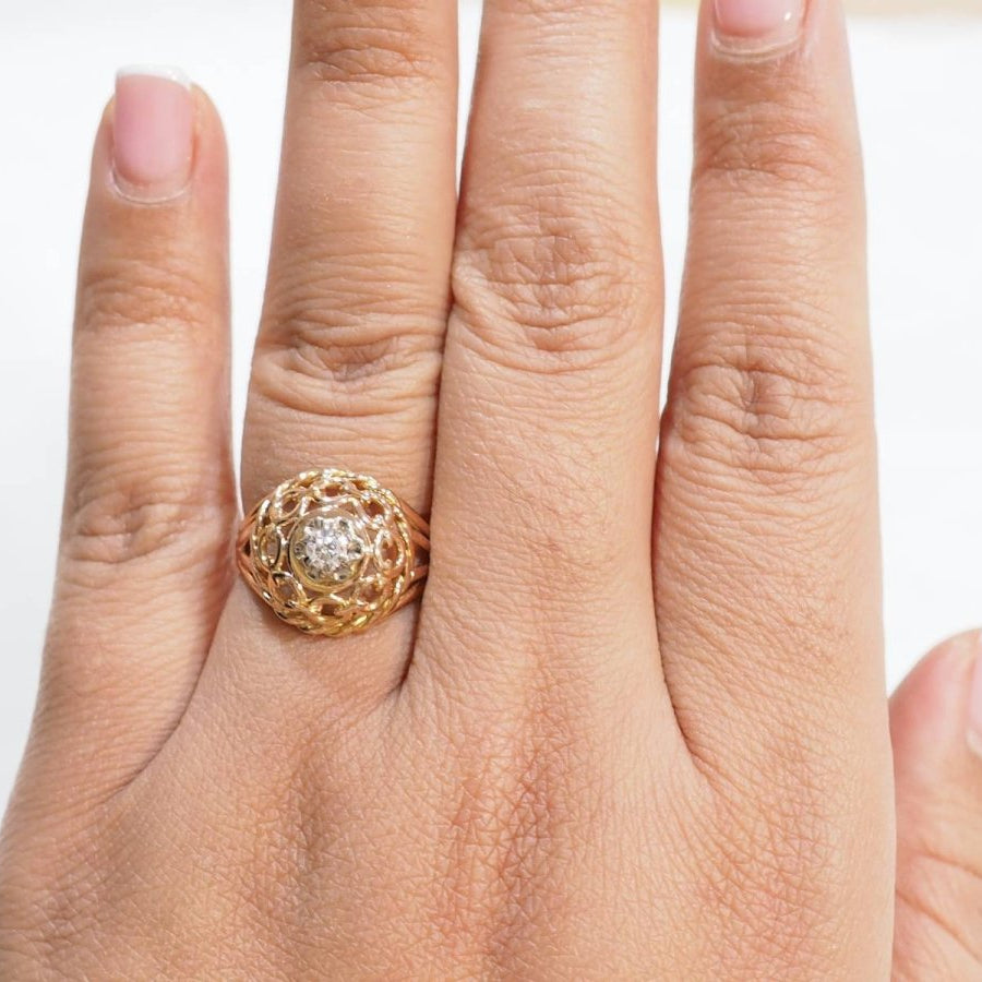 Bague Tank ajourée en or rose et diamant - Castafiore