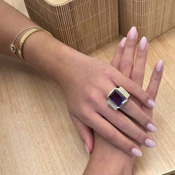 Bague tank améthyste et diamants - Castafiore