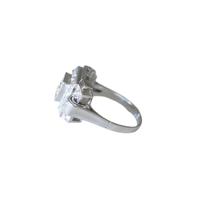 Bague Tank Art Déco Diamants Or Blanc - Castafiore