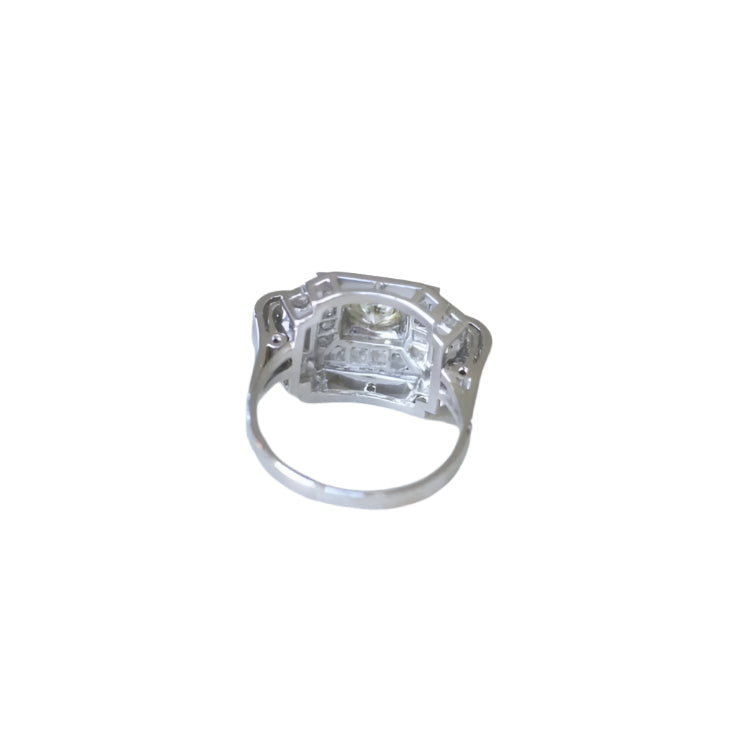 Bague Tank Art Déco Diamants Or Blanc - Castafiore