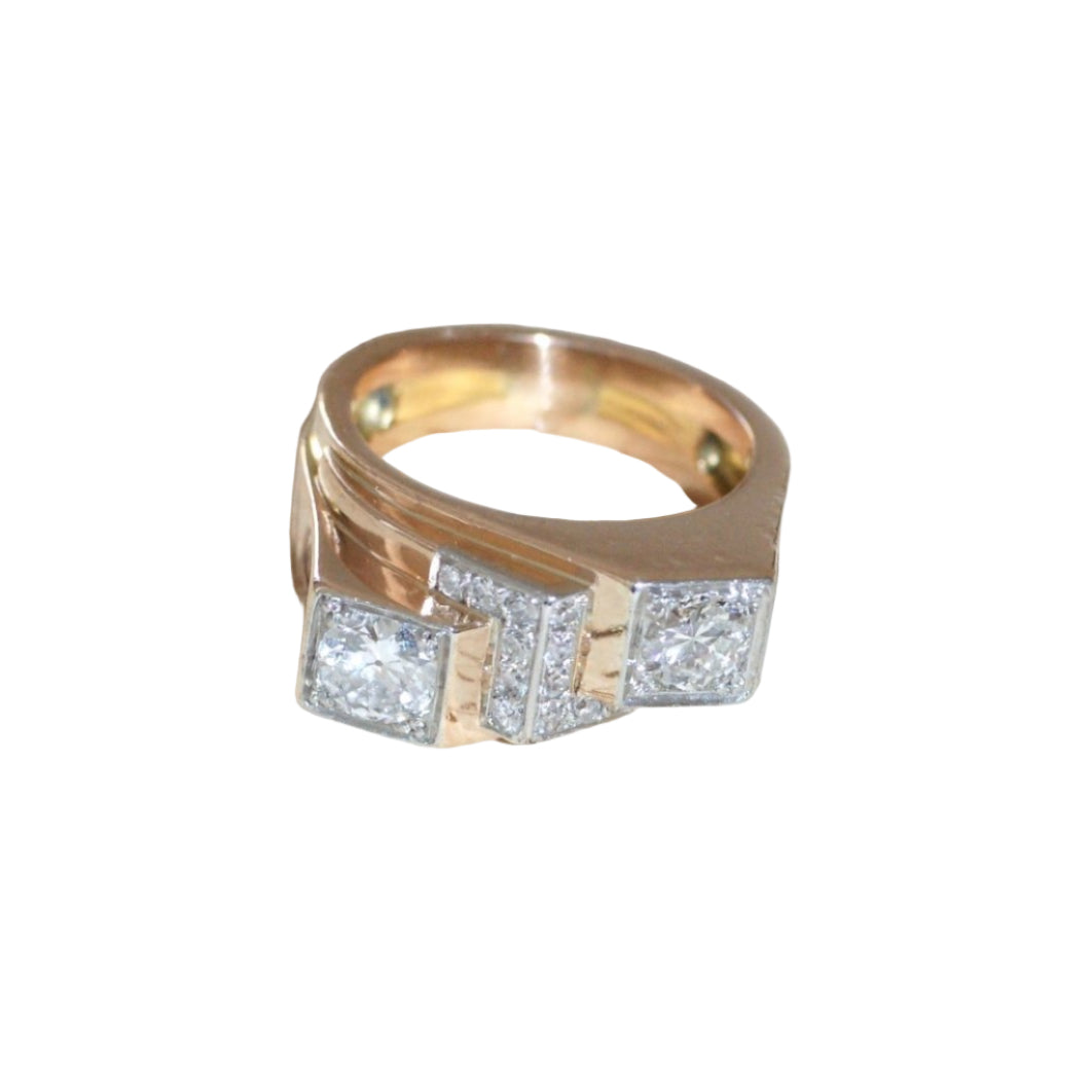 Bague Tank Asymétrique Diamants 1,20 Cts - Castafiore