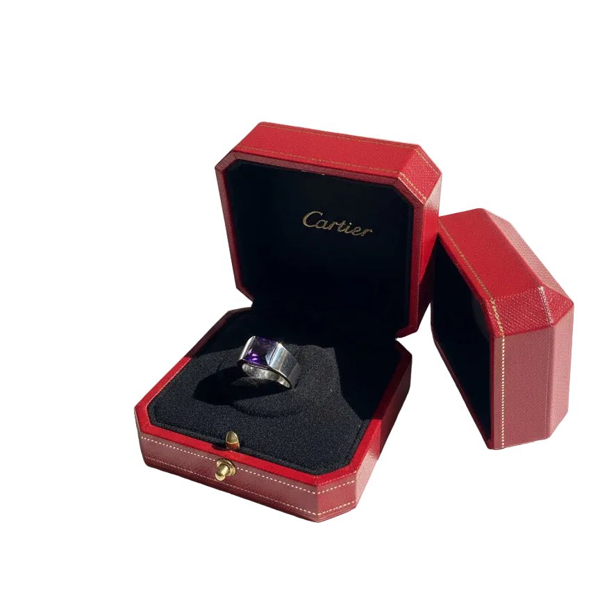 Bague Tank CARTIER en or blanc et améthyste - Castafiore
