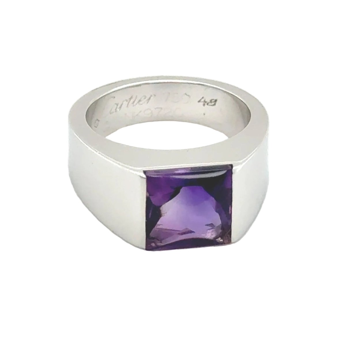 Bague Tank CARTIER en or blanc et améthyste - Castafiore
