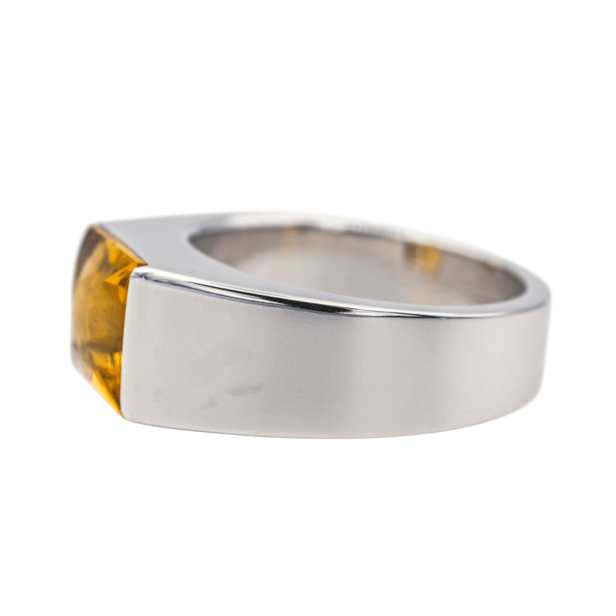 Bague Tank CARTIER en or blanc et citrine - Castafiore
