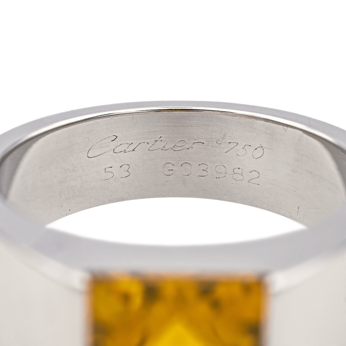 Bague Tank CARTIER en or blanc et citrine - Castafiore