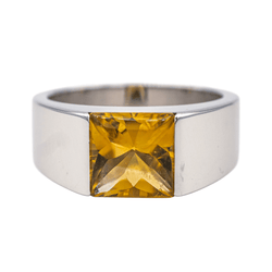 Bague Tank CARTIER en or blanc et citrine - Castafiore