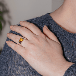 Bague Tank CARTIER en or blanc et citrine - Castafiore