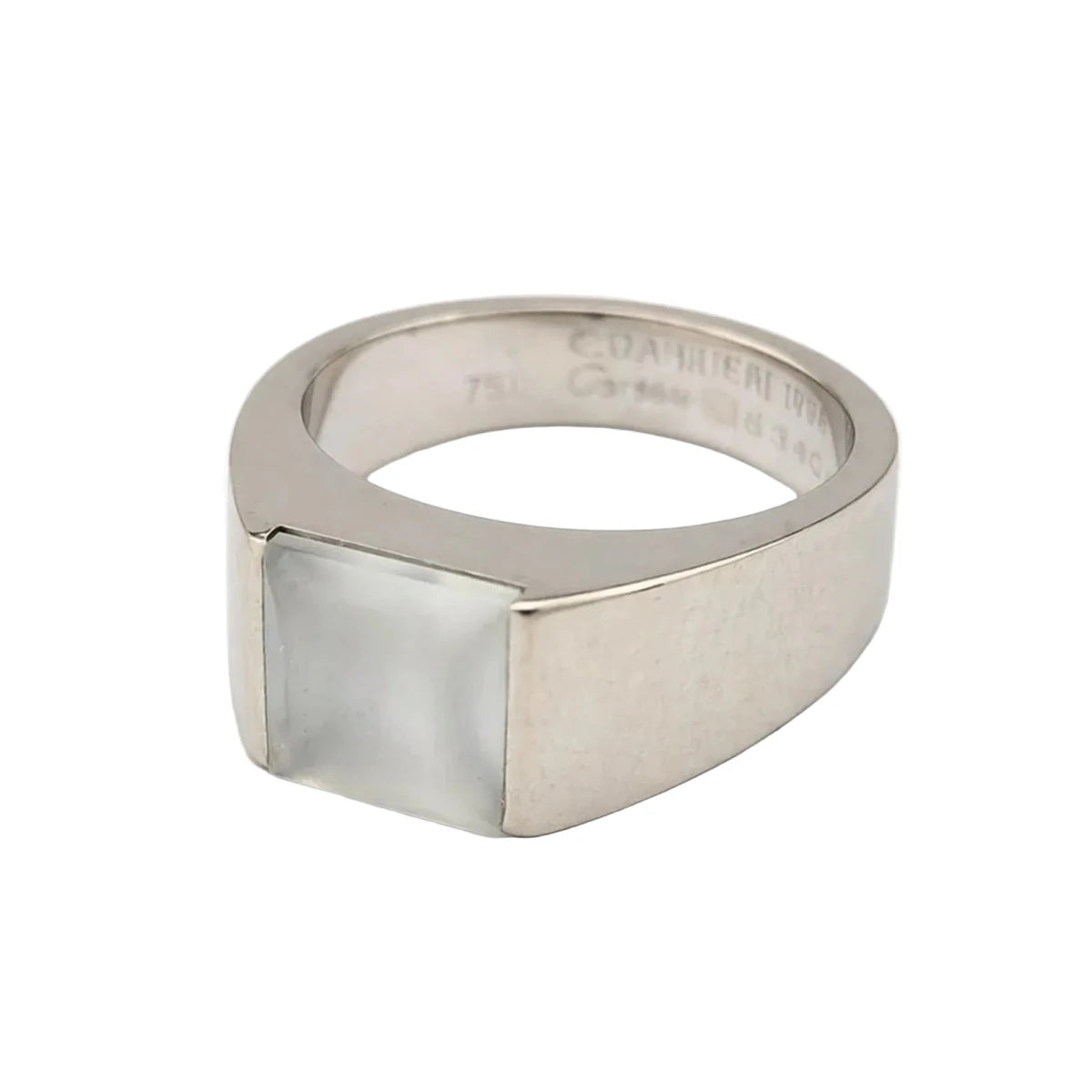 Bague Tank CARTIER en or blanc et pierre de lune - Castafiore