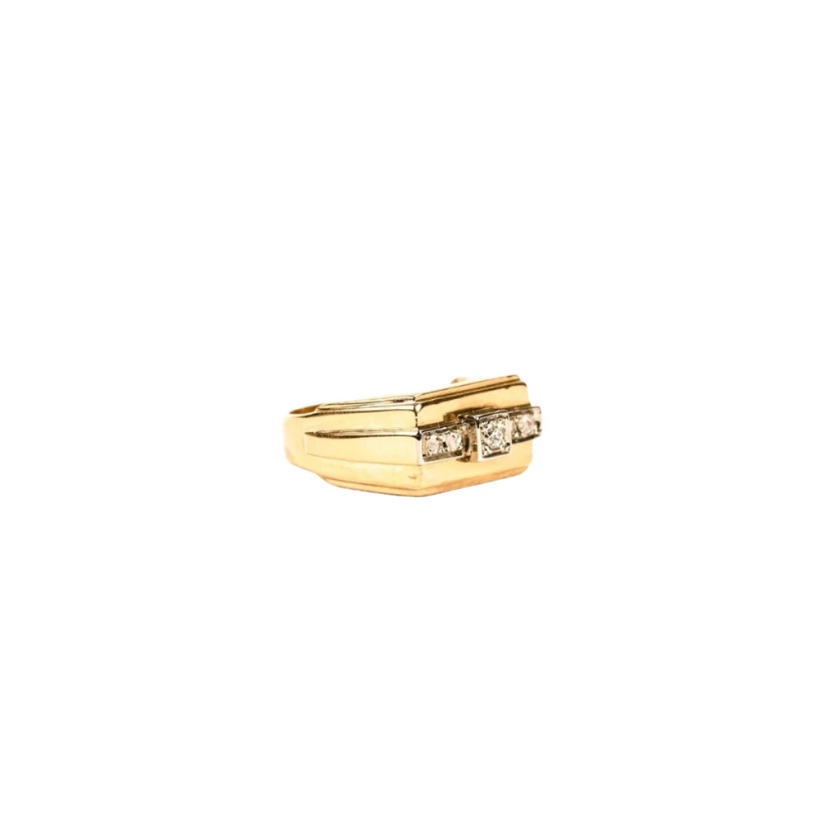 Bague Tank chevalière diamants en or jaune