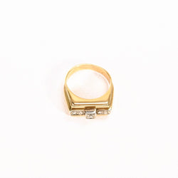 Bague Tank chevalière diamants en or jaune - Castafiore