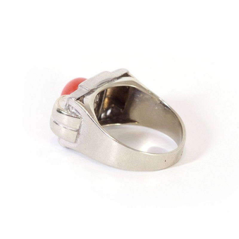 Bague Tank corail diamants en or - Castafiore