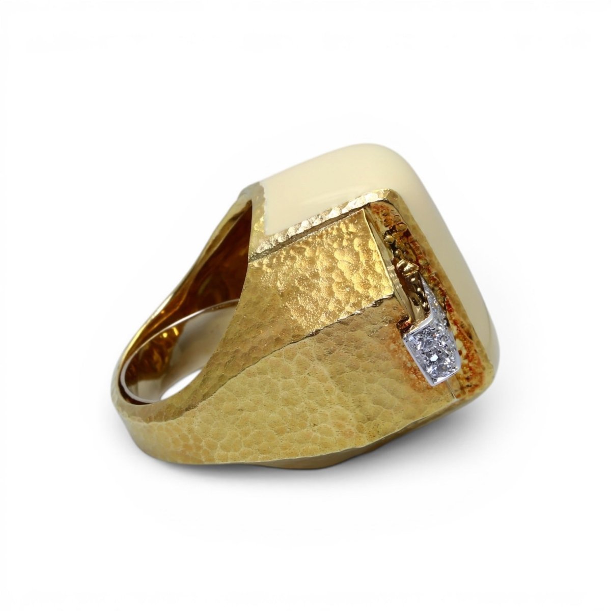 Bague Tank DAVID WEBB en or jaune, émail et diamants - Castafiore